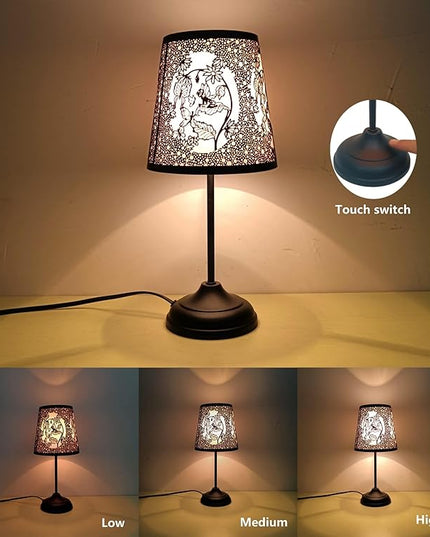 Flower Fairy Touch Lamp with Dimmable Touch Switch,Black Metal Cutout Shade, Flower Fairy Decoration Desk Lamp - LeafyLoom