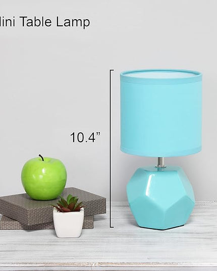 Simple Designs LT2065-BLU Round Prism Mini Table Lamp with Matching Fabric Shade Blue (Pack of 24) - LeafyLoom