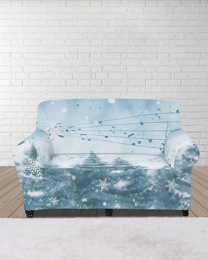 FKELYI Blue Christmas Tree Easy Going Stretch Sofa Slipcover Snow Sofa Couch Cover with Elastic Bottom Stretch Sofa Slipcovers M FKELYI
