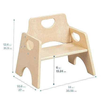 ECR4Kids Stackable Wooden Toddler Chair, 6in, Kids Furniture, Natural, 2-Pack - LeafyLoom