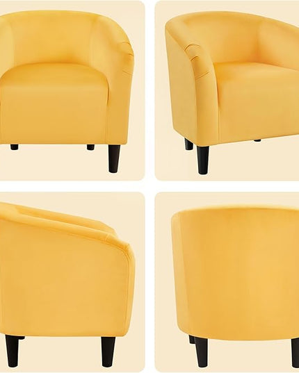 Yaheetech Yellow Chair, Accent Chair for Bedroom, Armchair for Living Room, Velvet Fabric Club Chair with Soft Padded Seat and Sturdy Legs for Bedroom Waiting Room, Yellow - LeafyLoom