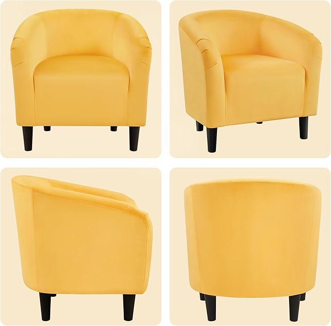 Yaheetech Yellow Chair, Accent Chair for Bedroom, Armchair for Living Room, Velvet Fabric Club Chair with Soft Padded Seat and Sturdy Legs for Bedroom Waiting Room, Yellow - LeafyLoom