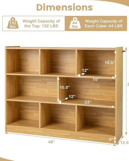 Giantex Wood 8 Cube Bookcase, Open Freestanding 3-Tier Bookshelf, Multipurpose Display Shelf for Living Room, Bedroom, Children's Playroom, Reading Room - LeafyLoom