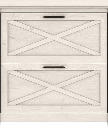 Bush Furniture Key West 2 Drawer Lateral File Cabinet in Linen White Oak | Document Storage for Home Office | Accent Chest with Drawers - LeafyLoom