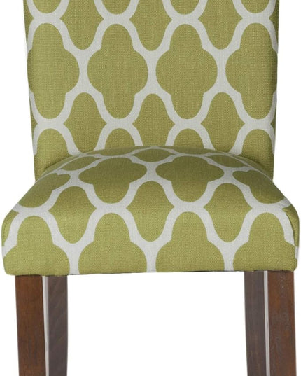 HomePop Parsons Classic Upholstered Accent Dining Chair, Set of 2, Green and Cream Geometric - LeafyLoom