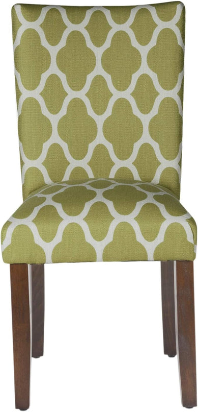 HomePop Parsons Classic Upholstered Accent Dining Chair, Set of 2, Green and Cream Geometric - LeafyLoom