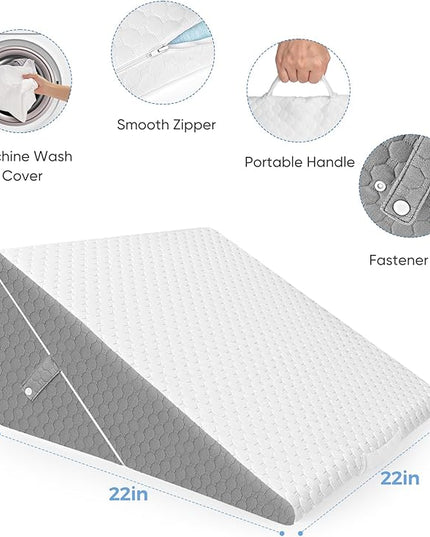 Forias Wedge Pillow for Sleeping 7-in-1 Foldable Bed Wedge Pillow for After Surgery 9 &12 Inch Adjustable Memory Foam Triangle Pillow Wedge for Acid Reflux Gerd Snoring Back Knee Pain - LeafyLoom