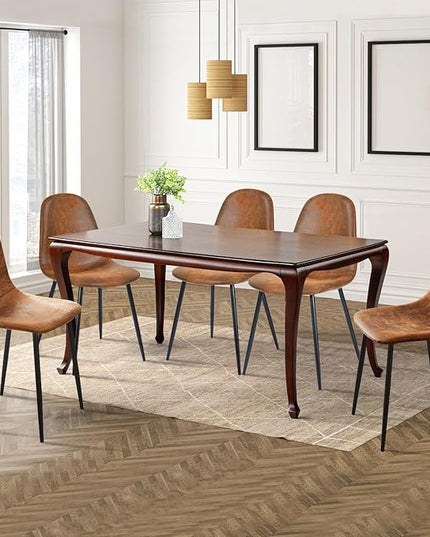 FurnitureR Dining Chairs Comfortable Upholstered Side Seating Armless for Home Kitchen Bedroom Living Room Guest Restaurant Cafe (Brown, Set of 4) - LeafyLoom