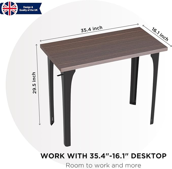 Home Office Computer Desk 35.4 inch gaming Desk, Modern and Minimalist home office desk, Home Office Desks, Study Desk, Craft table Black Metal Designed Frame, Dark Brown Board Color. - LeafyLoom