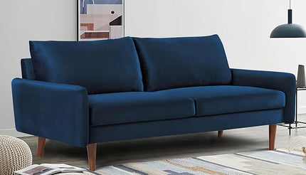 US Pride Furniture Kent Modern Velvet Sofa, Comfortable 3 Seater Couch for Living Rooms and Small Spaces, Ideal Studio Apartment Furniture with Sleek Design, Dark Blue - LeafyLoom