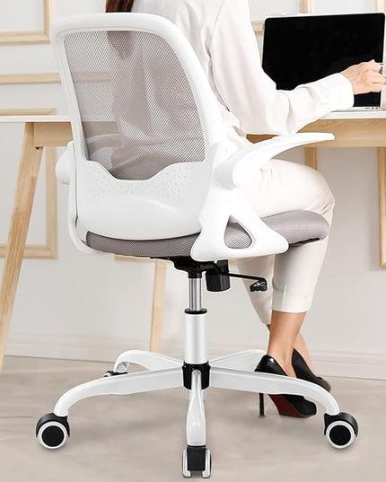 KERDOM Office Chair, Ergonomic Desk Chair, Breathable Mesh Computer Chair, Comfy Swivel Task Chair with Flip-up Armrests and Adjustable Height - LeafyLoom