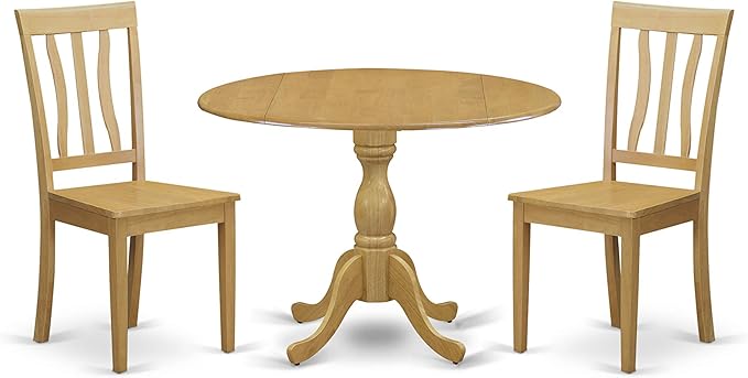 East West Furniture Dublin Kitchen Room Set, 42x42 Inch, DMAN3-OAK-W - LeafyLoom