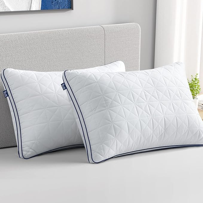 BedStory Pillows Queen Size Set of 2-Bed Pillows for Sleeping-Cooling Pillows with Mesh Design-Premium Soft Down Alternative Fill Supportive for Back, Stomach or Side Sleepers - LeafyLoom