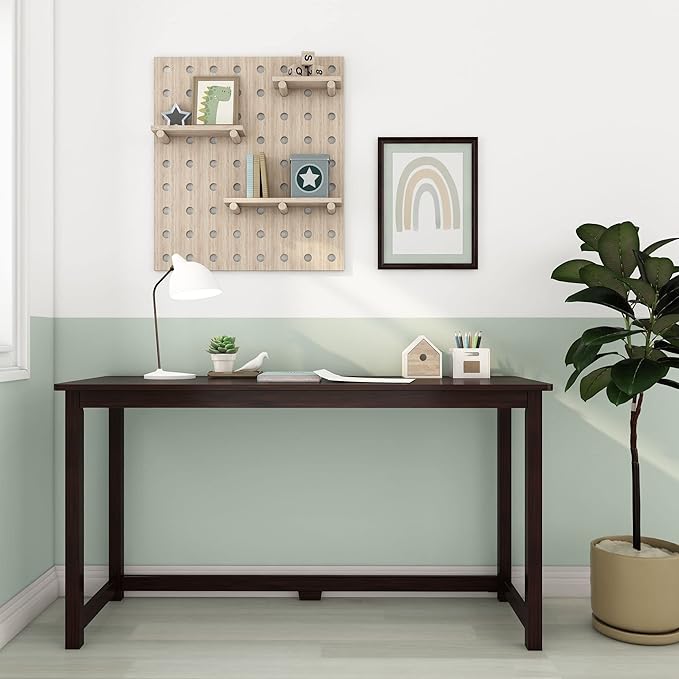 Max & Lily Solid Wood Desk, 55 Inches, Espresso - LeafyLoom