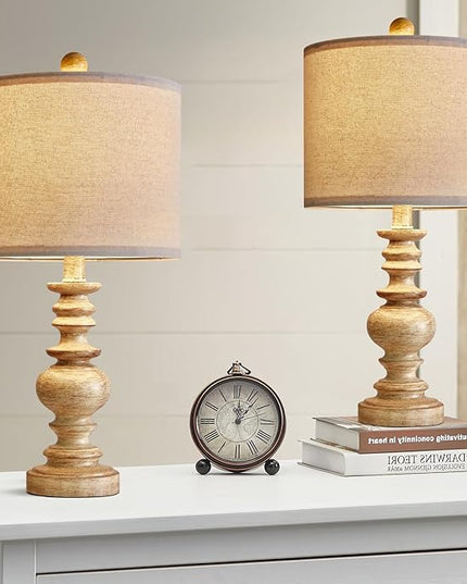 BOBOMOMO 20" Farmhouse Lamps for Bedrooms Set of 2, Retro Side Table Lamps Bedside Lamp for Side Nightstand Living Room（suitable for decorating small areas） - LeafyLoom