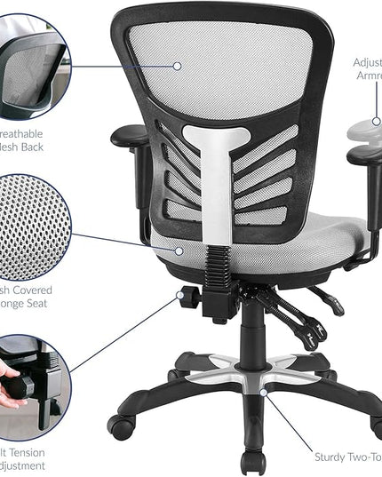 Modway EEI-757-GRY Articulate Ergonomic Mesh Office Chair in Gray - LeafyLoom
