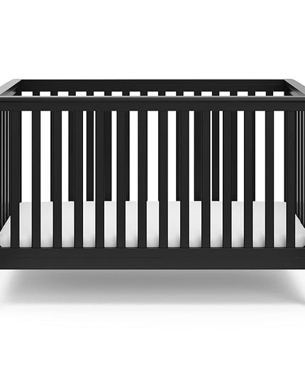 Storkcraft Hillcrest 4-in-1 Convertible Crib (Black) - Converts to Daybed, Toddler Bed, and Full-Size Bed, Fits Standard Full-Size Crib Mattress, Adjustable Mattress Support Base - LeafyLoom