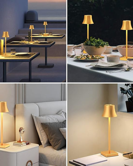 SAKRINGT LED Cordless Table Lamps Rechargeable,5000mAh Battery Operated Table Light,3 Color Stepless Dimming,Portable Small Desk Lamp in Aluminum for Party Patio Restaurant Indoor/Outdoor - LeafyLoom