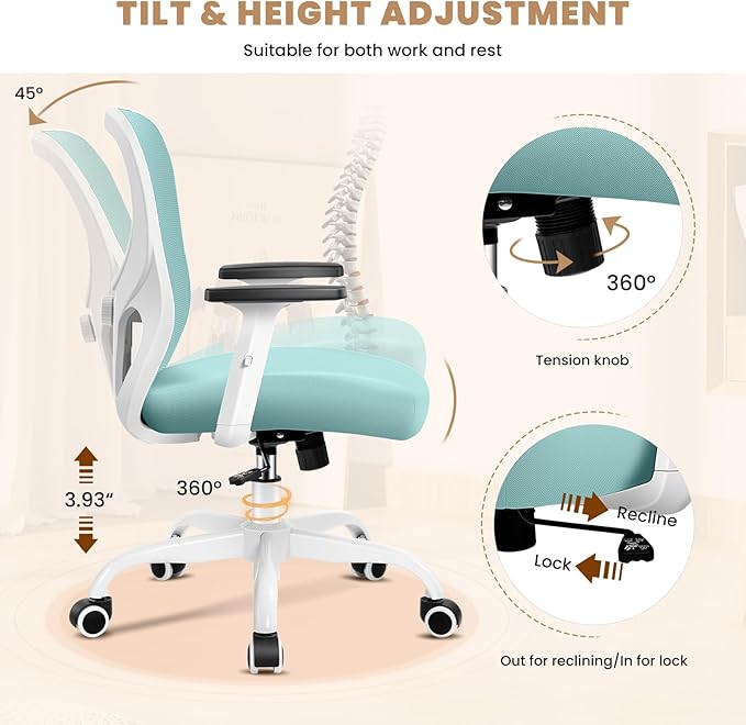 Office Chair Ergonomic Desk Chair with Adjustable Lumbar Support, Swivel Comfy Computer Chair Heavy Duty Executive Chair for Home Office - LeafyLoom