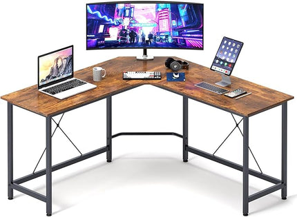 soges L Shaped Desk, 59inch L Desk Computer Corner Desk, Gaming Desk, Home Office Writing Desk, Space-Saving Workstation Desk, Rustic Brown - LeafyLoom