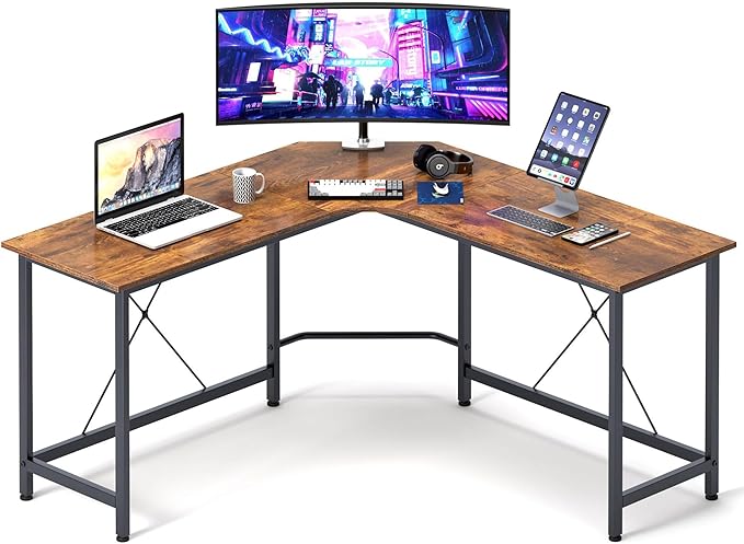 soges L Shaped Desk, 59inch L Desk Computer Corner Desk, Gaming Desk, Home Office Writing Desk, Space-Saving Workstation Desk, Rustic Brown - LeafyLoom