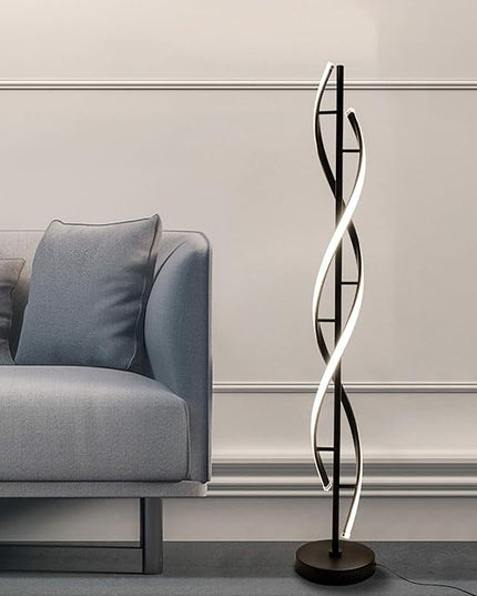 Modern Floor lamp 53 in,LCiWZ 35W Night Light Dimming Standing Lamp,Corner Spiral Floor Lamp with Remote Control,Eye-Caring Reading Light Very Suitable Black. - LeafyLoom