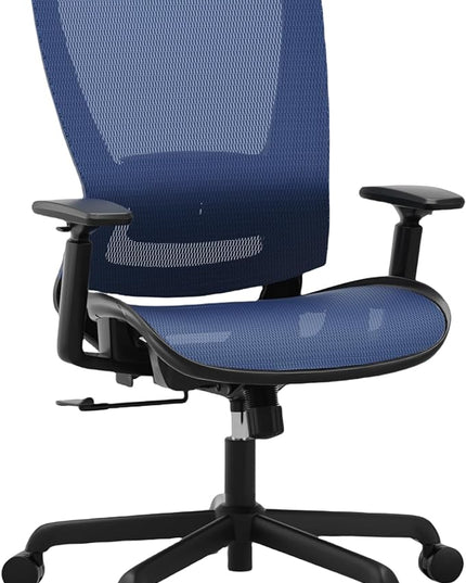 Mesh Office Chair,Ergonomic Computer Desk Chair,Sturdy Task Chair- Adjustable Lumbar Support & Armrests,Tilt Function,Comfort Wide Seat,Swivel Home Office Chair (Blue) - LeafyLoom