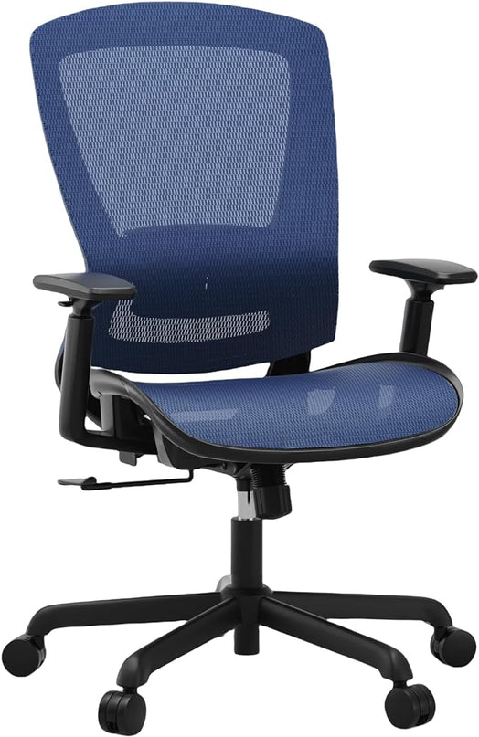 Mesh Office Chair,Ergonomic Computer Desk Chair,Sturdy Task Chair- Adjustable Lumbar Support & Armrests,Tilt Function,Comfort Wide Seat,Swivel Home Office Chair (Blue) - LeafyLoom