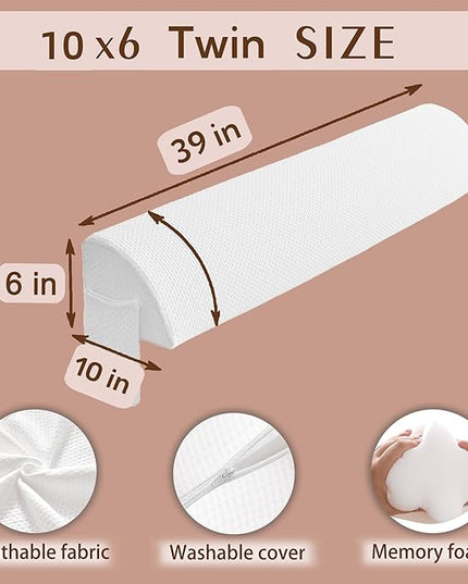 Bed Wedge Pillow for Headboard Gap Bed Mattress Gap Filler (0-8'') Memory Foam Bed Crack Headboard Pillow Stopper to Close The Gap Between Headboard Wall and Mattress Space Filler Twin - LeafyLoom