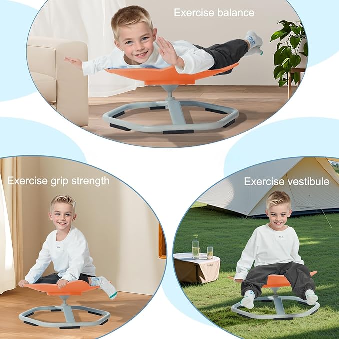 Kids Spinning Chair Sensory Swivel Chair Elephant Sit and Spin Chair Toys Autism ADHD Swivel Chair Spinning Seat for Ages 3-12 Promote Balance Physical Coordination Sensory Room Items - LeafyLoom