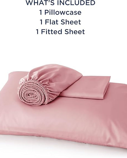 Bedsure Twin Sheets Set, Cooling Sheets Twin Size Bed Set, Rayon Derived from Bamboo, Twin Size Sheets, Breathable & Soft Bed Sheets, Hotel Luxury Silky Bedding Sheets & Pillowcases, Blush Pink - LeafyLoom