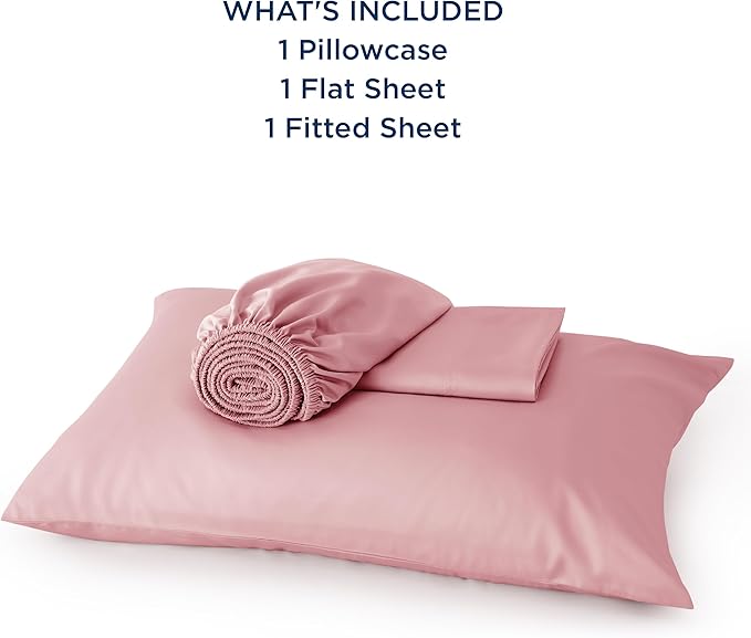Bedsure Twin Sheets Set, Cooling Sheets Twin Size Bed Set, Rayon Derived from Bamboo, Twin Size Sheets, Breathable & Soft Bed Sheets, Hotel Luxury Silky Bedding Sheets & Pillowcases, Blush Pink - LeafyLoom