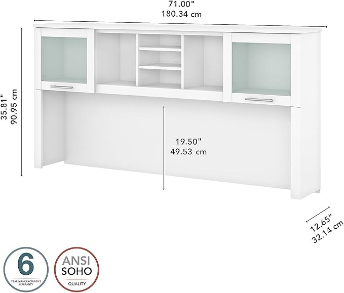 Bush WC81911 Somerset Transitional Hutch, White - LeafyLoom