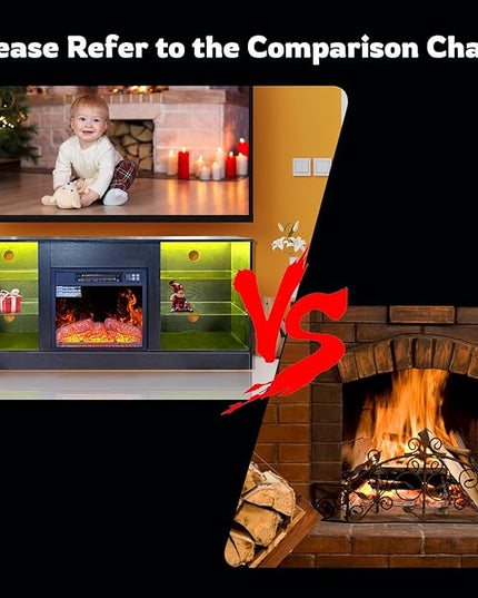 Fireplace TV Stand with LED Lights,Entertainment Center for TVs UP to 65" Televisions,Modern TV Console with Electric Fireplace for Living Room Bedroom - LeafyLoom