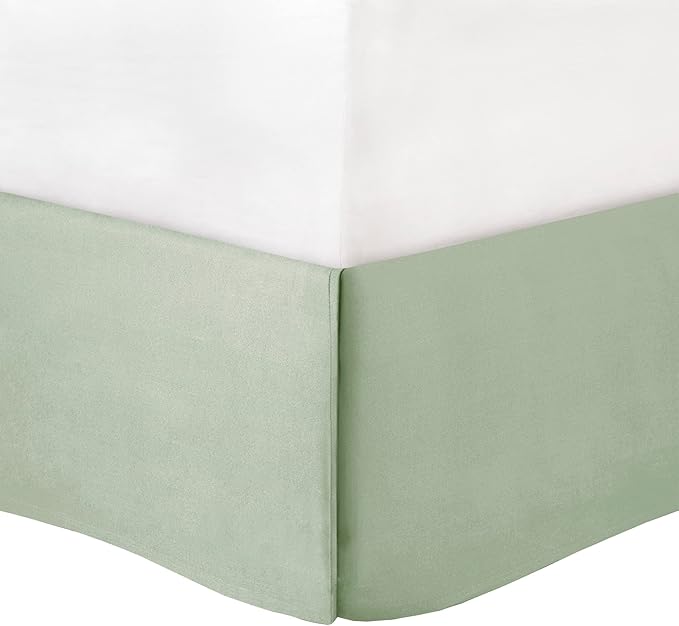Madison Park Amherst Faux Silk Comforter Set-Casual Contemporary Design All Season Down Alternative Bedding, Matching Shams, Bedskirt, Decorative Pillows, Cal King(104"x92"), Green, 7 Piece (MP10-848) - LeafyLoom
