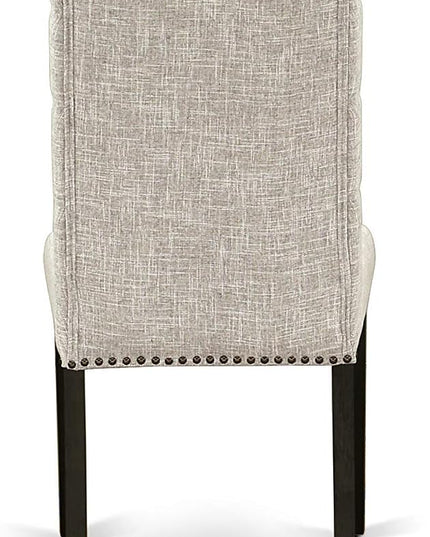 East West Furniture HBEL3-ABK-35 Hartland 3 Piece Kitchen Set Contains a Round Dining Table with Pedestal and 2 Doeskin Linen Fabric Upholstered Chairs, 42x42 Inch - LeafyLoom