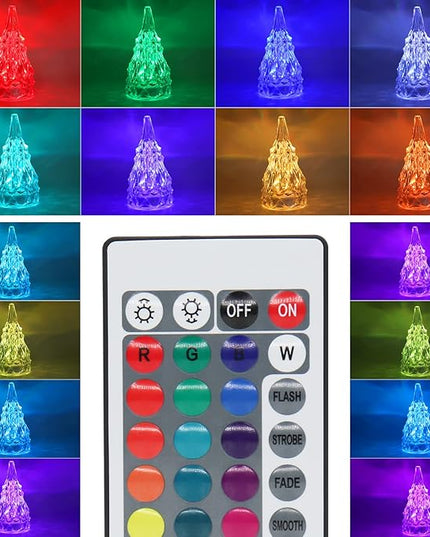 Iceberg Shape Crystal Touch Lamp RGB Tablelamp Night Light, Colorful Remote Control USB Rechargeable Dimmable Creative Lovely Gift Bedside Lights for Home Bedroom Decor - LeafyLoom