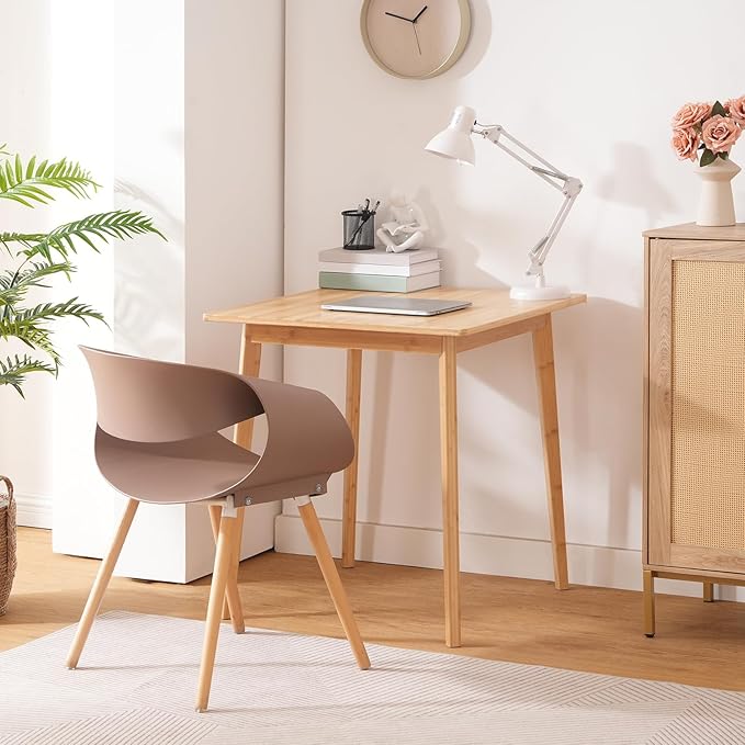 HOOBRO Bamboo Dining Table, Square Dining Table for 2, 27.6" Kitchen Table for Small Space, Writing Table, Easy to Assemble, for Dining Room, Living Room, Office, Kitchen, Apartment, Natural YL70CZ01 - LeafyLoom