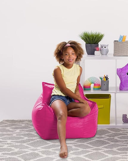 Posh Creations Bean Bag Chair Structured Comfy Seat Use for Gaming, Reading and Watching TV, Newport, Pink - LeafyLoom
