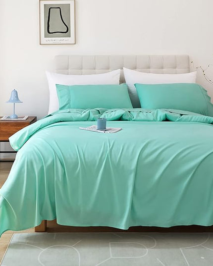 Whitney Home Textile King Sheet Set - 4 Piece Luxury Cooling Bed Sheets for King Size Bed, Silky Soft Sheets 16" Deep Pocket, Hotel Bedding Sheets and Pillowcases, Wrinkle Free Oeko-Tex Sheets - LeafyLoom