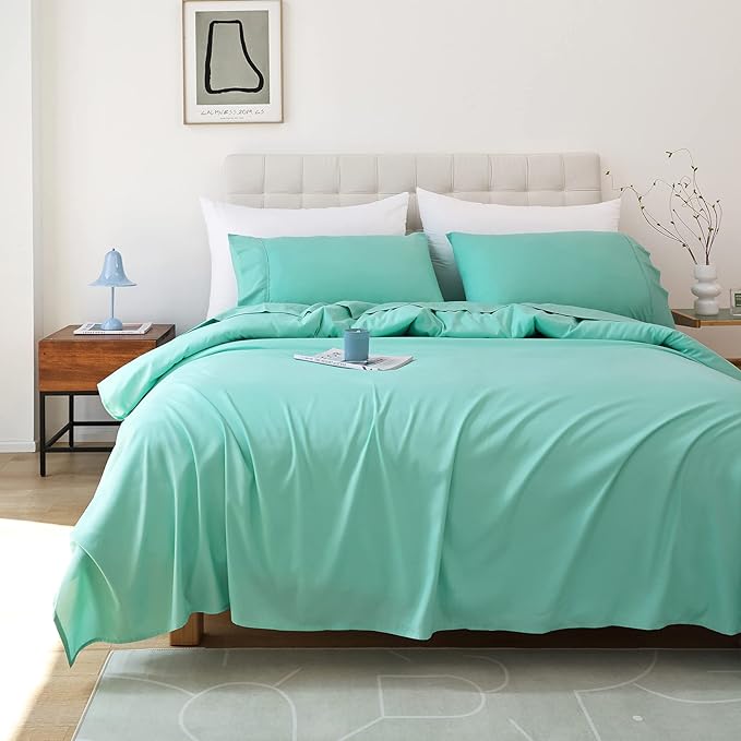 Whitney Home Textile King Sheet Set - 4 Piece Luxury Cooling Bed Sheets for King Size Bed, Silky Soft Sheets 16" Deep Pocket, Hotel Bedding Sheets and Pillowcases, Wrinkle Free Oeko-Tex Sheets - LeafyLoom