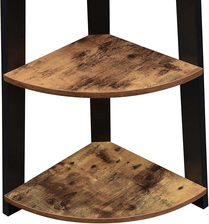 Convenience Concepts Newport 5-Tier Corner Bookshelf, Barnwood/Black - LeafyLoom