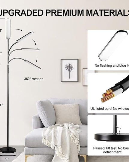 [2024 New] Floor Lamp, 18W 1800LM Super Bright LED Light Lamp with Remote & Works with Smart Plug, Dimmable Timing Eye Caring Reading Light Modern Standing Floor Lamp for Living Room Bedroom Office - LeafyLoom