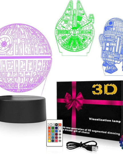 3D Illusion LED Night Light,16 Colors Gradual Changing Touch Switch USB Table Lamp for Holiday Gifts or Home Decorations（3Pattern） - LeafyLoom