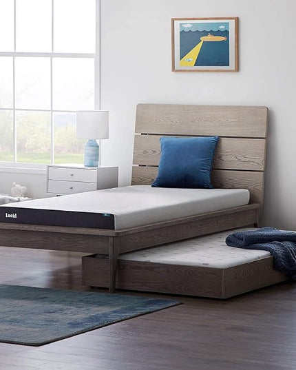 Lucid 5 Inch Gel Memory Foam Mattress - Firm Feel - Gel Infusion - Memory Foam Infused with Bamboo Charcoal - Breathable Cover - Short Queen - LeafyLoom