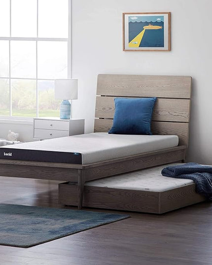Lucid 5 Inch Gel Memory Foam Mattress - Firm Feel - Gel Infusion - Memory Foam Infused with Bamboo Charcoal - Breathable Cover - Twin XL - LeafyLoom