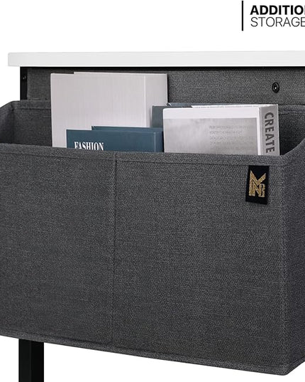 MoNiBloom Computer Desk 55 Inches with A Storage Bag, Student Laptop Writing Desks for Samll Space Home Office, White - LeafyLoom