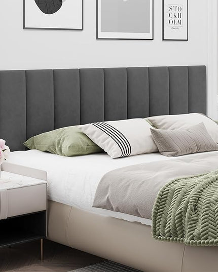 Twin Full Headboard, Wall Mounted Peel and Stick Headboard, Upholstered Leather Bed Headboard for Twin Size Bed, Floating Dorm Bedroom Tall Headboard Soundproof Wall Panels (6 Panels, 10"x24") - LeafyLoom