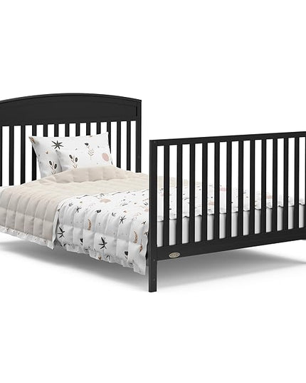 Graco Benton 5-in-1 Convertible Crib with Drawer (Black) - Converts from Baby Crib to Toddler Bed, Daybed and Full-Size Bed, Fits Standard Full-Size Crib Mattress, Adjustable Mattress Support Base - LeafyLoom