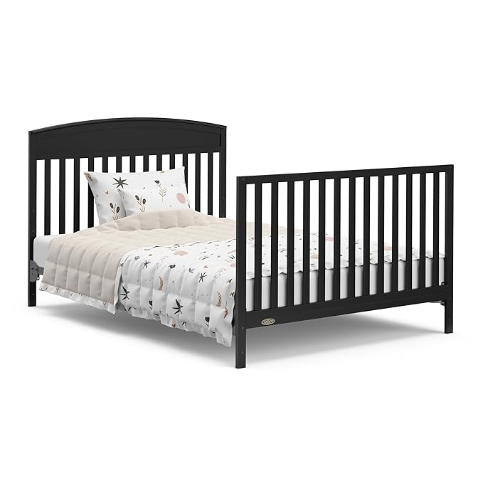 Graco Benton 5-in-1 Convertible Crib with Drawer (Black) - Converts from Baby Crib to Toddler Bed, Daybed and Full-Size Bed, Fits Standard Full-Size Crib Mattress, Adjustable Mattress Support Base - LeafyLoom